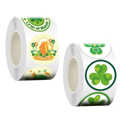  2 Rollen Klee-Form-Aufkleber St. Patrick Tagesgeschenkaufkleber - Bild 1 von 4