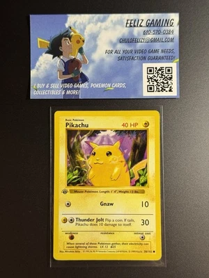 RARE 1999 Shadowless 1st Edition PIKACHU POKEMON 58/102 BASE Set  - Vintage WOTC - Image 1 of 4