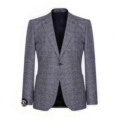 Jaqueta Reiss Masculina 40R General Glen Xadrez Casaco Esportivo Linho Blazer Fino Xadrez Azul - Imagem 1 de 4