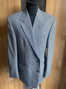 DAKS SPORTS JACKET/BLAZER 42R WOOL/TWEED GREY/BLUE/BROWN CHECK - Picture 1 of 6