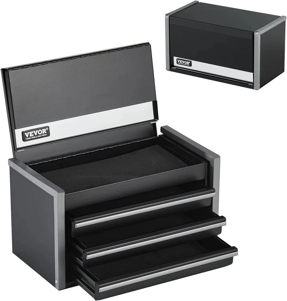 Metal Tool Box,8.6-inch,Portable Metal Tool Box with 3 Drawers,Small Tool Chest - Image 1 of 4