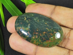 27X44X07MM Natural Red Bloodstone Oval Shape Cabochon Loose Gemstone 71Cts. m132 - Picture 1 of 9