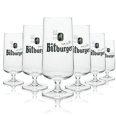 6x Bitburger Bier Glas Exclusiv Pokal 400ml Rastal Pils Gläser Tulpe Stil Export