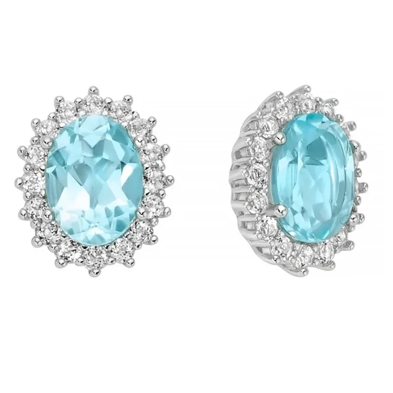 Orecchini Miluna Donna Argento 925 A Lobo Topazio Azzurro Ovale _ERD3121 - Immagine 1 di 2