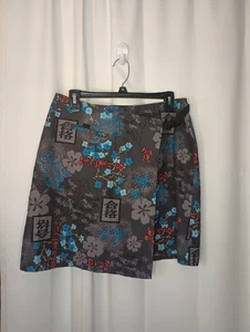 Vintage Terry Cycling Womens Y2K Wrap Skirt Large Japanese Print Asian Seatbelt - Picture 1 of 10