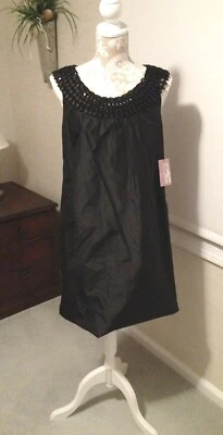 Vestido de Diseñador-Vivienne Tam-Negro-Talla 2-100% Seda-Macramé Vestido Cambio-NUEVO CON ETIQUETAS-LBD Foto 1 de 4