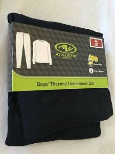 New Athletic Works Boys Youth Thermal Underwear Set Breathable Warmth Black Upic