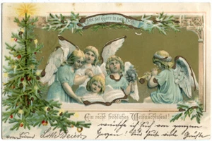 AK Fröhliche Weihnachten! Weihnachtsbaum Chor der Engel/Angel 1901 Ehre sei Gott - Picture 1 of 1