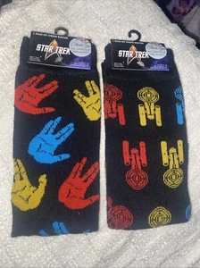 Star Trek 2 PAIRS Officially Licensed Crew Socks Size 6-12 Soft Stretch Trekkie - Picture 1 of 3