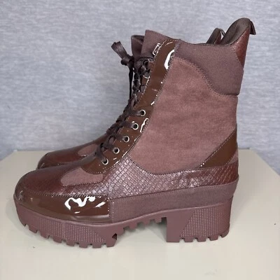 Botas de combate Cape Robbin Commander marrón con cordones plataforma gruesa botas de moto Foto 1 de 4