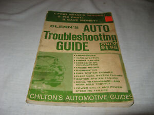Guide de dépannage automatique vintage Glenn's Chilton 1972 Harold T Glenn