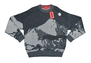 Hugo Boss Mountain Strick Wollmischung Rundhals Herren Pullover Neu mit Etikett Dunkelgrau - Bild 1 von 2