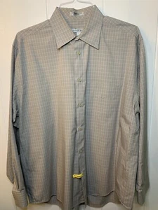 Men's Geoffrey Beene SZ L NO WRINKLE COTTON Long Sleeve Dress Shirt GRAY CHECK - Picture 1 of 3