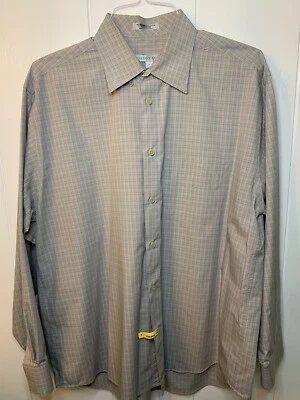 Men's Geoffrey Beene SZ L NO WRINKLE COTTON  Long Sleeve Dress Shirt GRAY CHECK - Image 1 of 3