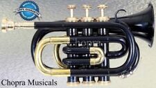 Pocket Trumpet 3V Brass Chopra Make Black Color with Mouth Piece +Case 11/1