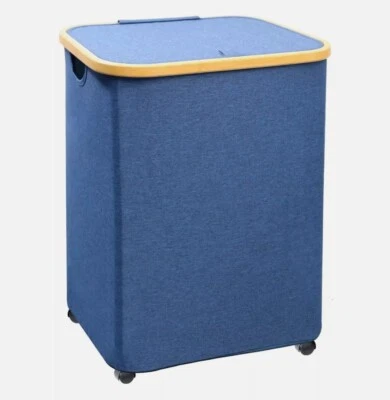 Collapsible Laundry Basket Hamper with Wheels and Lid -  70L Capacity - NEW! - Image 1 of 4
