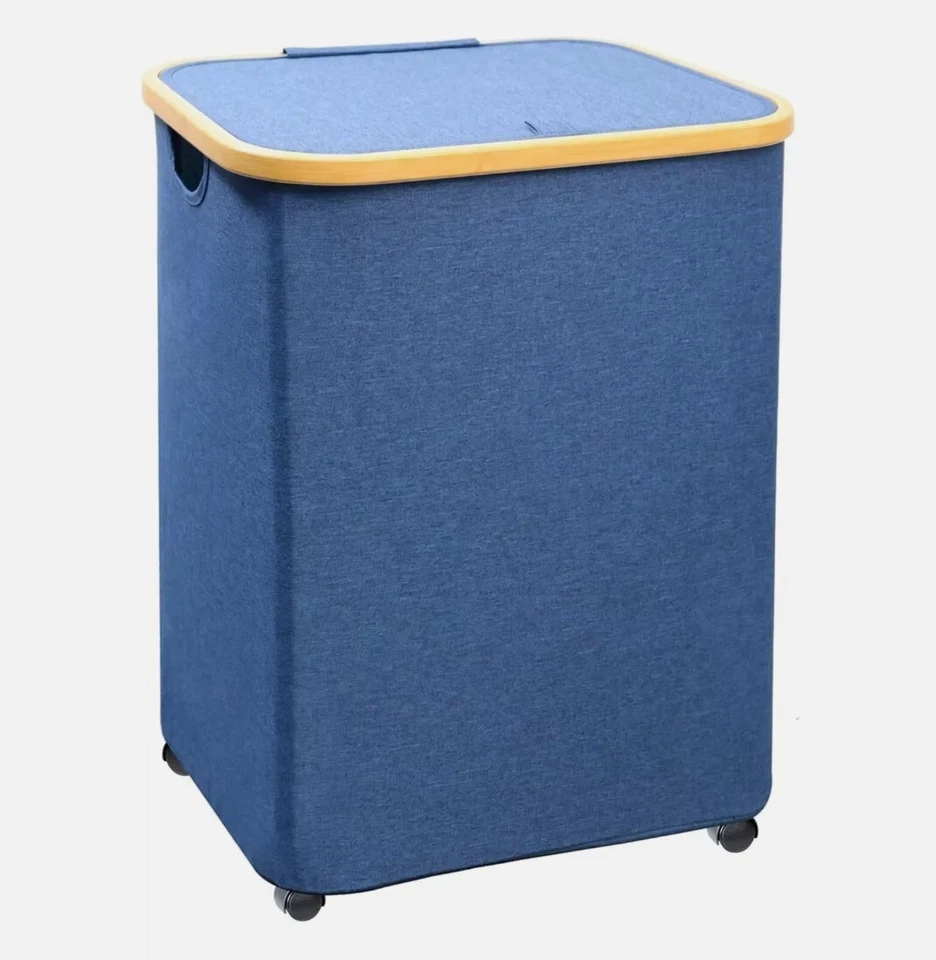 Collapsible Laundry Basket Hamper with Wheels and Lid -  70L Capacity - NEW! - Image 1 of 4