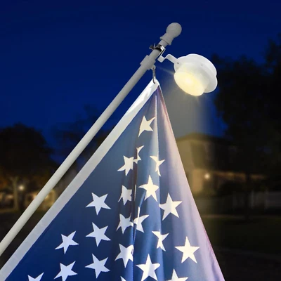 KIENUGER Flag Pole Light Solar Powered Outdoor Top Mounted Flagpole Solar Lamp Metal Clam