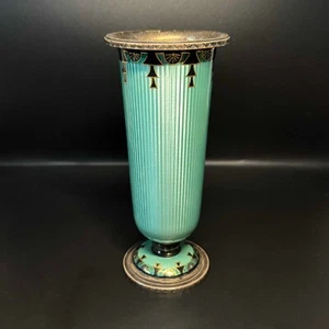 David-Andersen Sterling Silver & Guilloché Enamel Vase – Art Deco Egyptian (WeP) - Picture 1 of 15