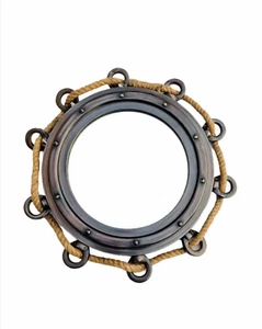 Maritime Style Mirror | Aluminium Porthole with Jute Rope Nautical Home Decor - Picture 1 of 5