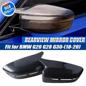 M STYLE FULL DRY CARBON LOOK REPLACEMENT MIRROR COVERS FITS 2017-22 BMW G30 G20 - Picture 1 of 13