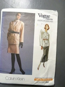 Vogue Sewing Pattern Couture Calvin Klein 1954 8 10 12 Uncut 1987 - Picture 1 of 2
