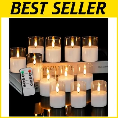 Glass Flickering LED Candles, 2"x3", Battery Operated - Image 1 of 4