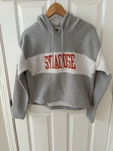 Syracuse Vintage Champion Reverse Weave Hoodie Cropped Women Large Gray Orange - Picture 1 of 10
