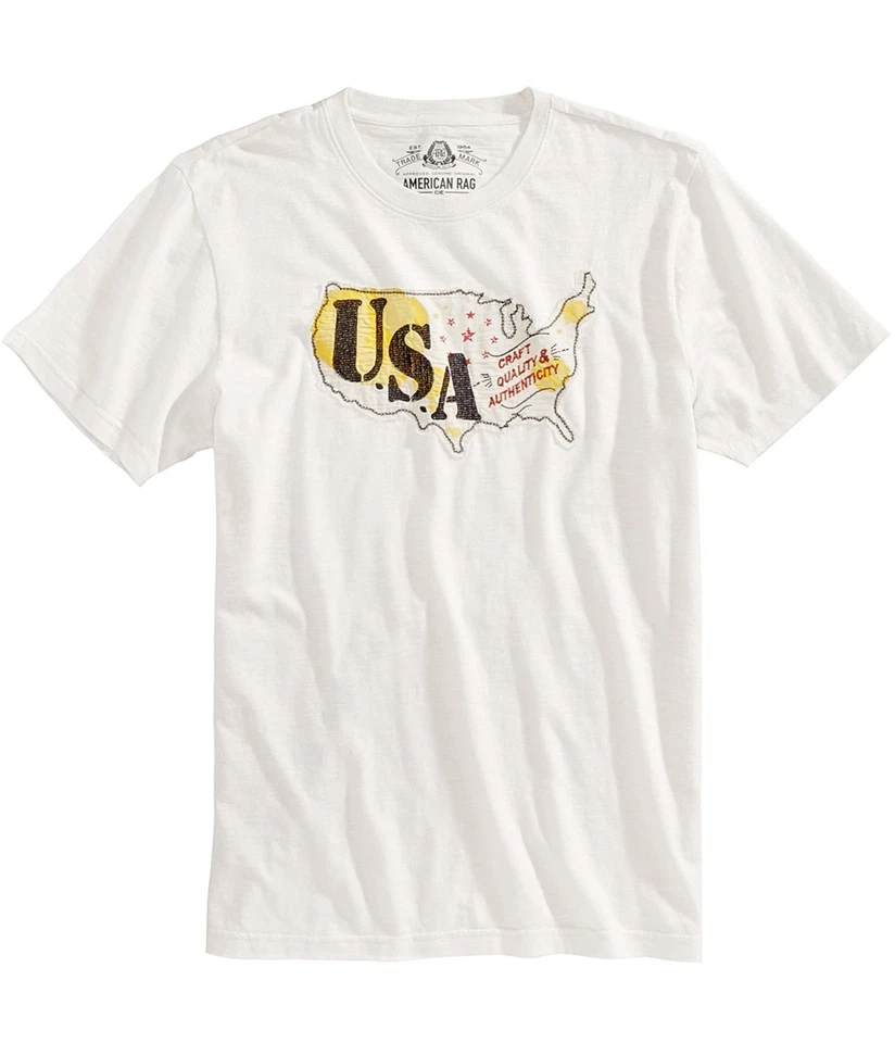Camiseta American Rag Para Hombres Estados Unidos Bordada Adornada, VintageWhite, XL Foto 1 de 1