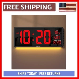 Elegant 16” Wall Clock with Remote Control - Adjustable Brightness & Night Light - Picture 1 of 9