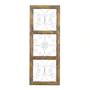 14 pollici X 36 pollici Rotolo ispirato alla finestra in legno marrone decorazione da parete con pergamena in metallo - Foto 1 di 12