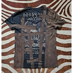 Vintage Y2k SALVAGE Clothing Brand Russian Text Soviet Distressed Shirt | S USA - Picture 1 of 7