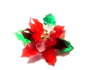 Weihnachtsstern rot grün weiß Feiertag Anstecknadel Brosche - Bild 1 von 2