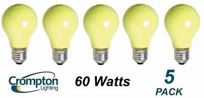 5 x YELLOW Coloured Party / Festoon Light Globes Bulbs Lamps 60W E27 Screw A60 - image 1 of 2