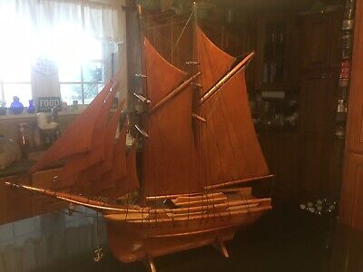Old All Wood Hand Carved  Wooden Sailing Ship ,Boat , Yacht, Schooner, Fragata • 799$