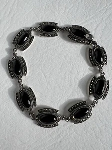 "Brazalete Judith Jack Onix marcasita 925 plata de ley 8""" - Imagen 1 de 6