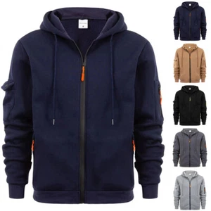 Felpa con cappuccio uomo zip tinta unita zip maglione sportivo cappotto caldo Jack ‡ - Foto 1 di 19