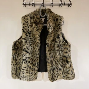 Chicos Leopard Cheetah Print Faux Fur Vest Size 3 Sleeveless - Picture 1 of 4