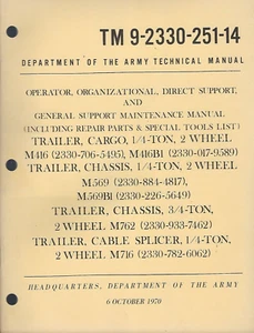 Historical book Trailer, Cargo: 1/4 Ton, 2 Wheel, M416 series, Maint & Parts - Picture 1 of 1