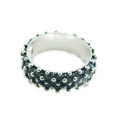 Anello fede sarda filigrana Sardegna fascia 2 file giri argento 925 brunito - Immagine 1 di 3