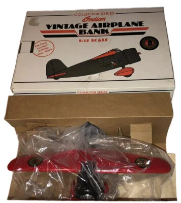 Indian Motorcycles Vintage Airplane Diecast Coin Bank NEW 1:32 Scale #336/6216 - Image 1 of 4