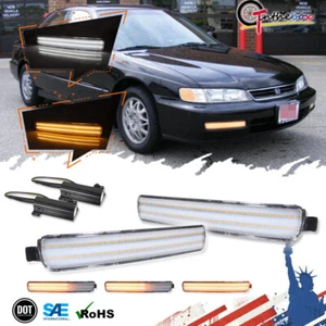 Luces de señal de giro/DRL ámbar y blanco dinámico transparente para Honda Accord 1996-1997 - Imagen 1 de 12