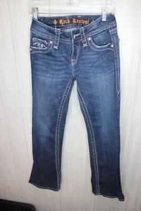 Rock Revival Womens Med Wash Denim Jeans Bling Logo Size 28X29 - Picture 1 of 6