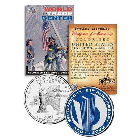 WORLD TRADE CENTER * 21st Anniversary * 9/11 New York Statehood Quarter US Coin Cover