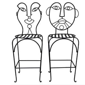 Vintage Pair John Risley Inspired Pop Art Man and Woman Bar Stools from the 80s - Picture 1 of 8