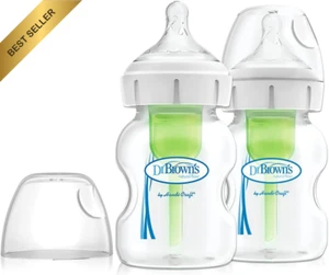 2 Pack Wide Neck Baby Bottles 150ml Level 1 Teat Anti-Colic Feeding Set - Picture 1 of 12