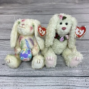 Rosalyne & Georgia TY Attic Treasures Easter Bunny Rabbit Fuzzy Stuffed Animals - Picture 1 of 9