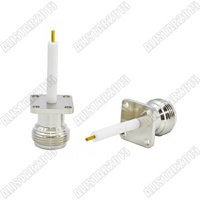 1x N Type Female 4 Hole Panel Mount with solder post Long Insulator RF Connector - Image 1 of 4