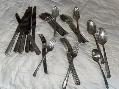 Juego de 40 piezas 1937 Royal York Tudor Silver Plate-platware Oneida rejilla ornamentada GRACIA Foto 1 de 4