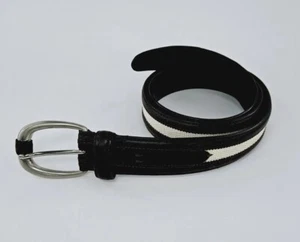Ermenegildo Zegna Men's Brown Leather Belt White Line Made In Italy Sz 95 44.5" - Picture 1 of 11